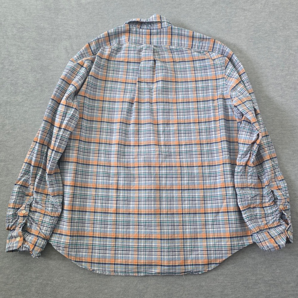 Ralph Lauren Mens XXL Blue Orange Plaid Cotton Button Down Long Sleeve Shirt - Picture 7 of 9